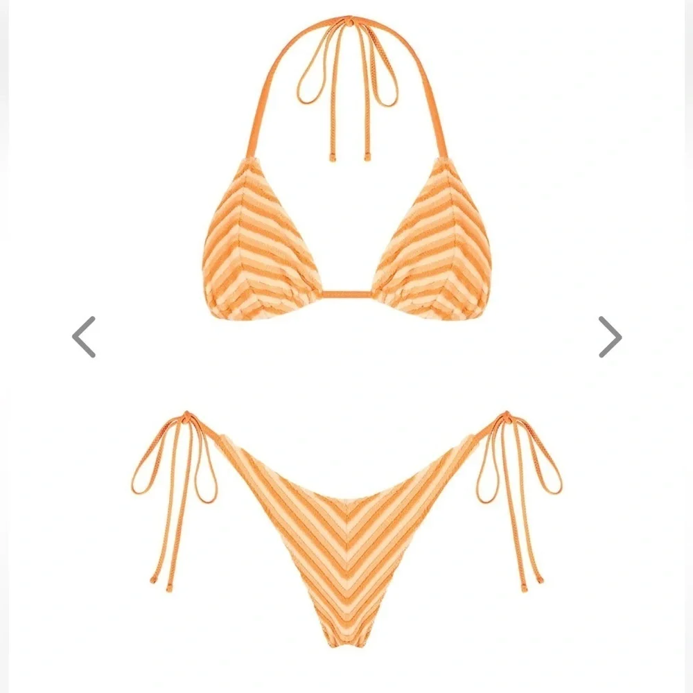 NWT OneOne Swimwear Bikini Set Orange Tangerine Dream Triangle Ariel Terry Cute